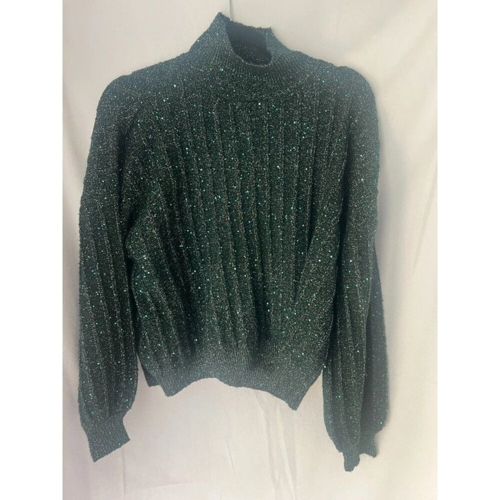 Molly Bracken Sparkly Sequin Ribbed Knit Sweater